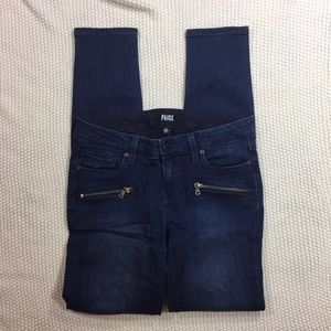 Paige Indio Zip Sz 26 Dark Wash